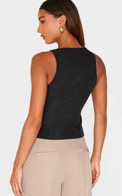 PrettyLittleThing Sleeveless Tops*Woven Vest