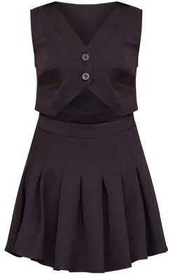 Woven Vest Cut Out Pleated Bodycon Dress-PrettyLittleThing Clearance