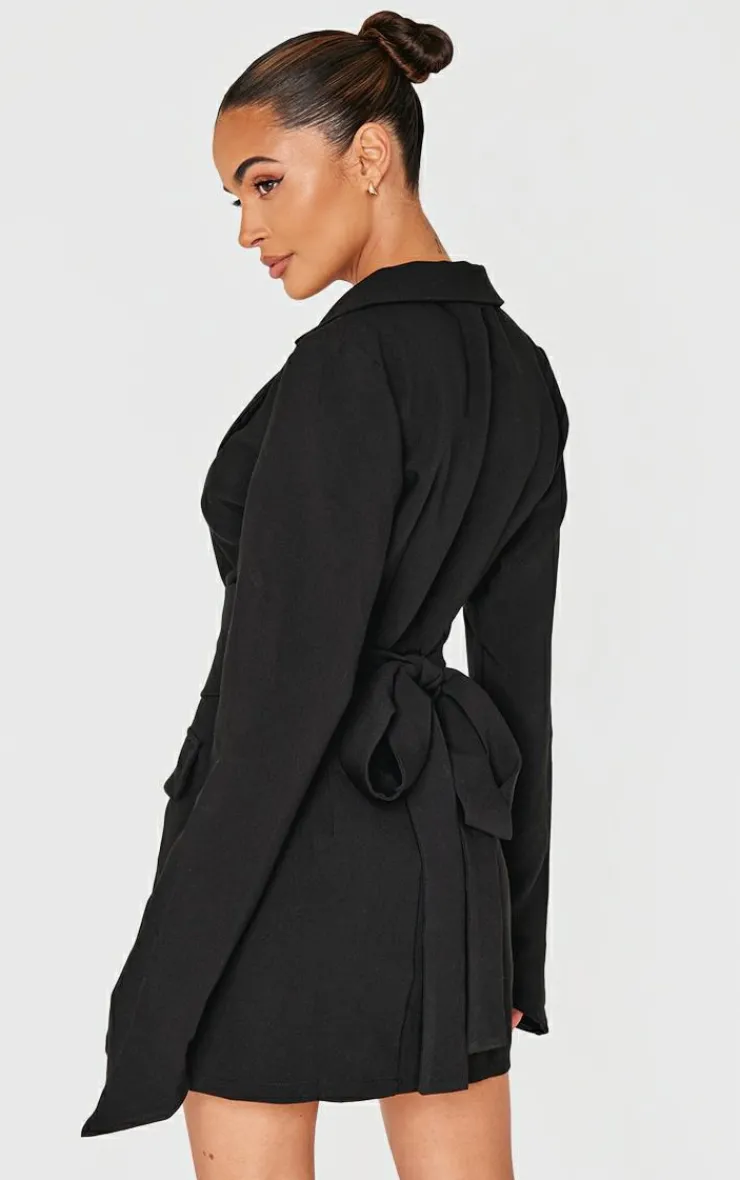 Woven Wrap Belt Blazer Dress-PrettyLittleThing Best