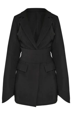 Woven Wrap Belt Blazer Dress-PrettyLittleThing Best