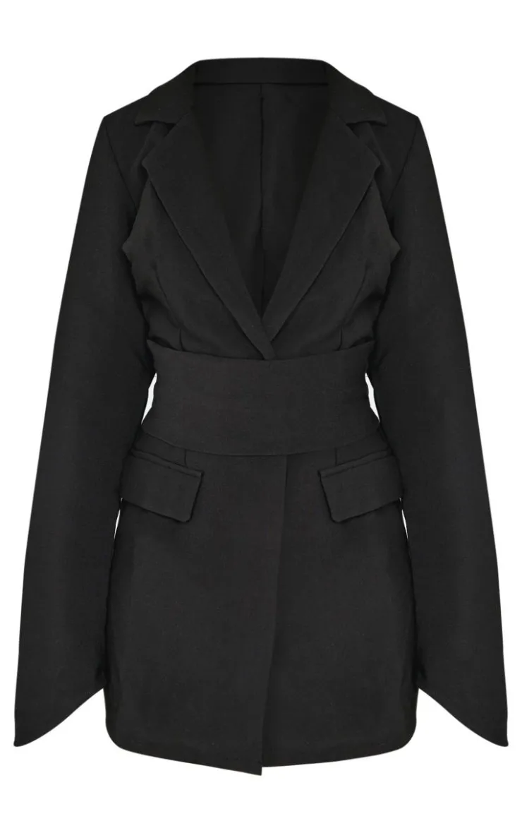 Woven Wrap Belt Blazer Dress-PrettyLittleThing Best