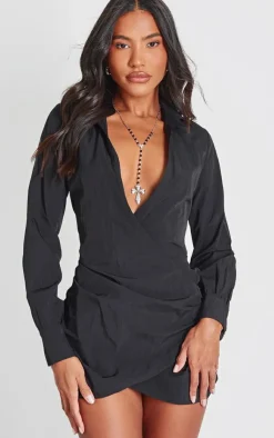 Wrap Detail Shirt Dress-PrettyLittleThing Outlet
