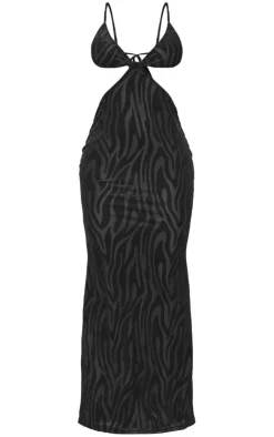 Zebra Devore Cut Out Strappy Maxi Dress-PrettyLittleThing Hot