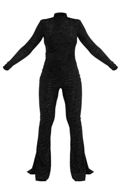 Zebra Devore High Neck Flared Jumpsuit-PrettyLittleThing Sale