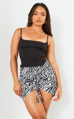 Zebra Print Ruched Front Skirt-PrettyLittleThing Best