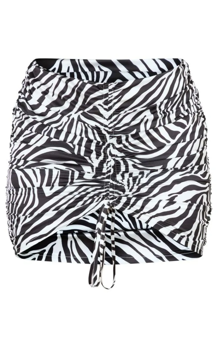 Zebra Print Ruched Front Skirt-PrettyLittleThing Best