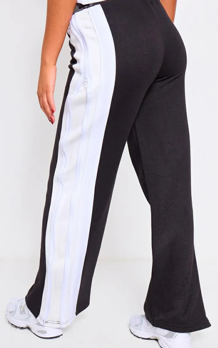 Black Zip Side Wide Leg Sweatpants