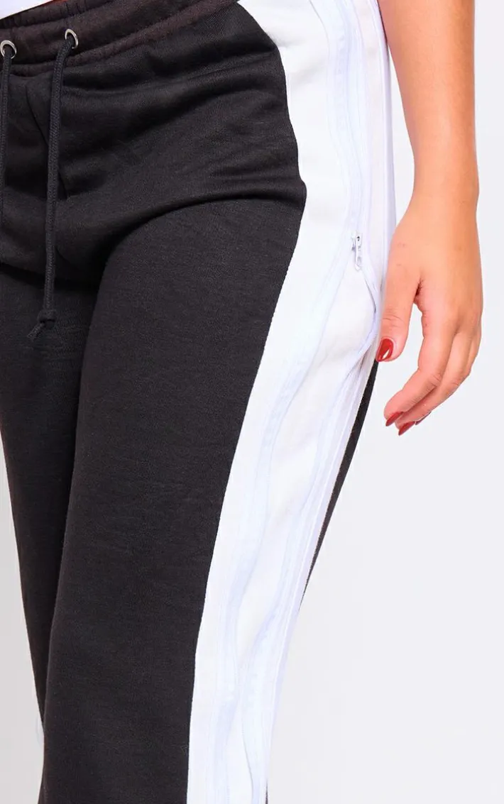 Black Zip Side Wide Leg Sweatpants