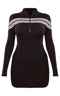 Zip Up Contrast Stripe Bodycon Dress-PrettyLittleThing Clearance