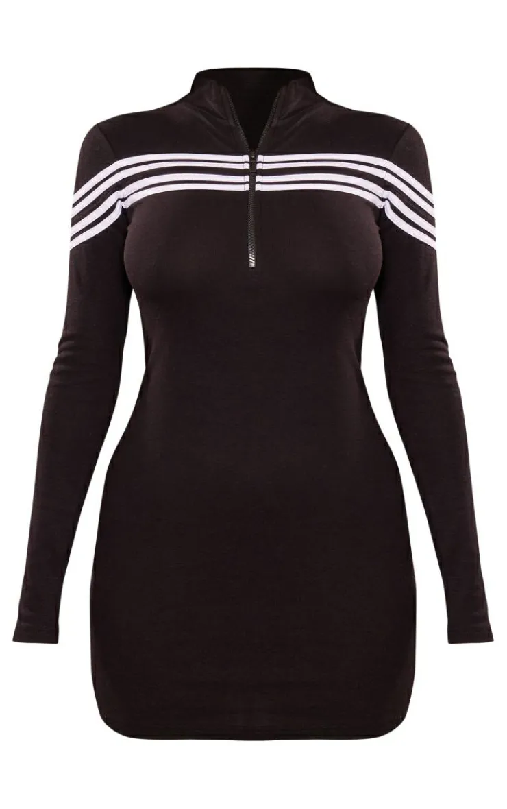 Zip Up Contrast Stripe Bodycon Dress-PrettyLittleThing Clearance