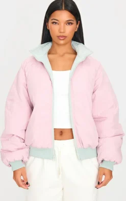 PrettyLittleThing Puffer Jackets*& Pink Reversible Bomber Puffer Jacket