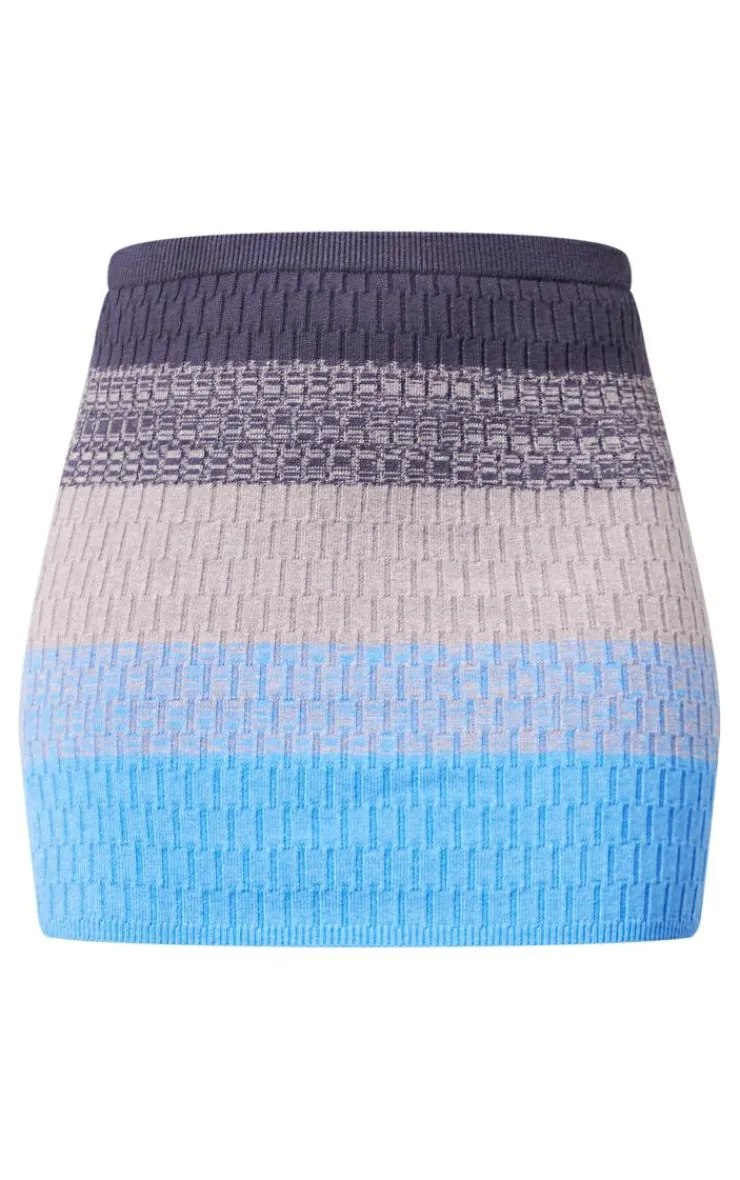 Best PrettyLittleThing Absract Knitted Mini Skirt Blue