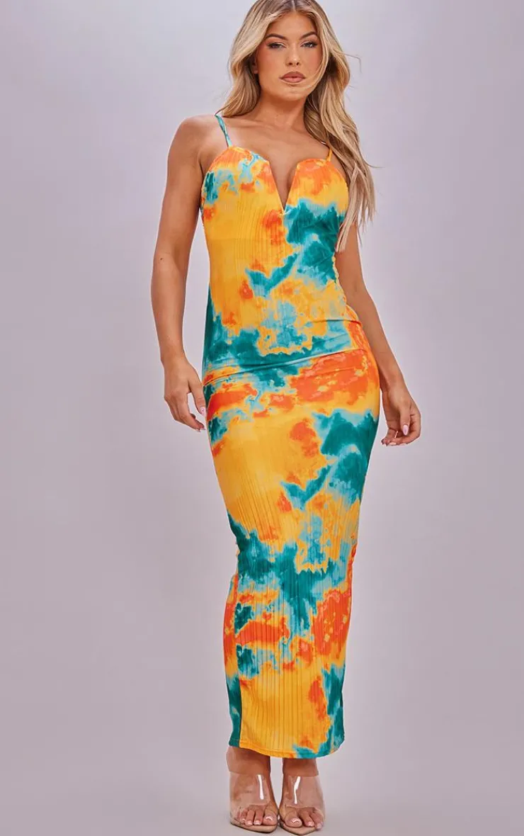 Abstract Plisse Wired Plunge Ruched Bum Maxi Dress-PrettyLittleThing Hot