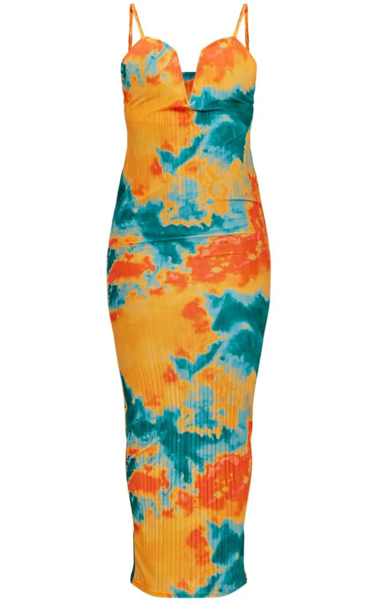 Abstract Plisse Wired Plunge Ruched Bum Maxi Dress-PrettyLittleThing Hot