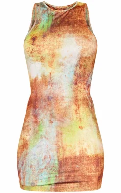 Abstract Print Slinky Racer Bodycon Dress-PrettyLittleThing Clearance