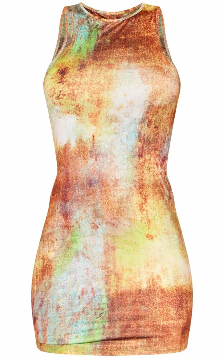 Abstract Print Slinky Racer Bodycon Dress-PrettyLittleThing Clearance