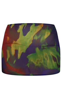 Best PrettyLittleThing Abstract Printed Chiffon Micro Mini Skirt Blue