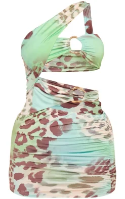 Abstract Printed Slinky One Shoulder Cut Out Bodycon Dress-PrettyLittleThing Sale