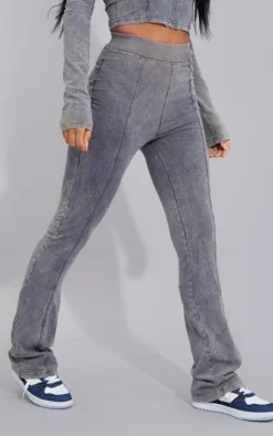 Outlet PrettyLittleThing Acid Washed Seam Flared Pants Blue