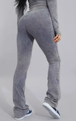 Outlet PrettyLittleThing Acid Washed Seam Flared Pants Blue