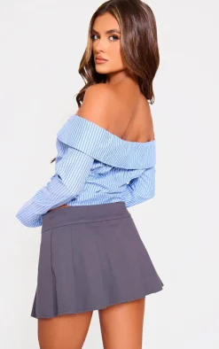 PrettyLittleThing Shirts*Bardot Striped Fitted Shirt Style Top