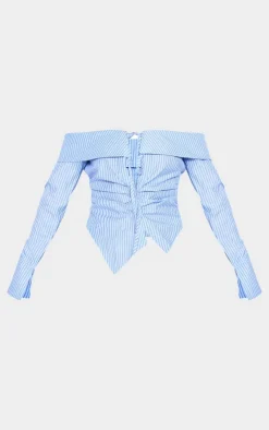 PrettyLittleThing Shirts*Bardot Striped Fitted Shirt Style Top