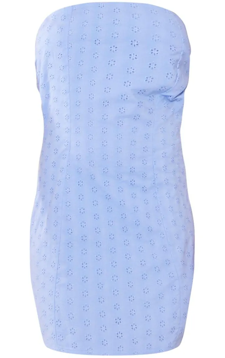 Broderie Anglaise Bandeau Bodycon Dress-PrettyLittleThing Sale