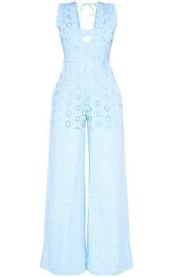 Broderie Anglaise Tie Bust Sleeveless Jumpsuit-PrettyLittleThing Clearance
