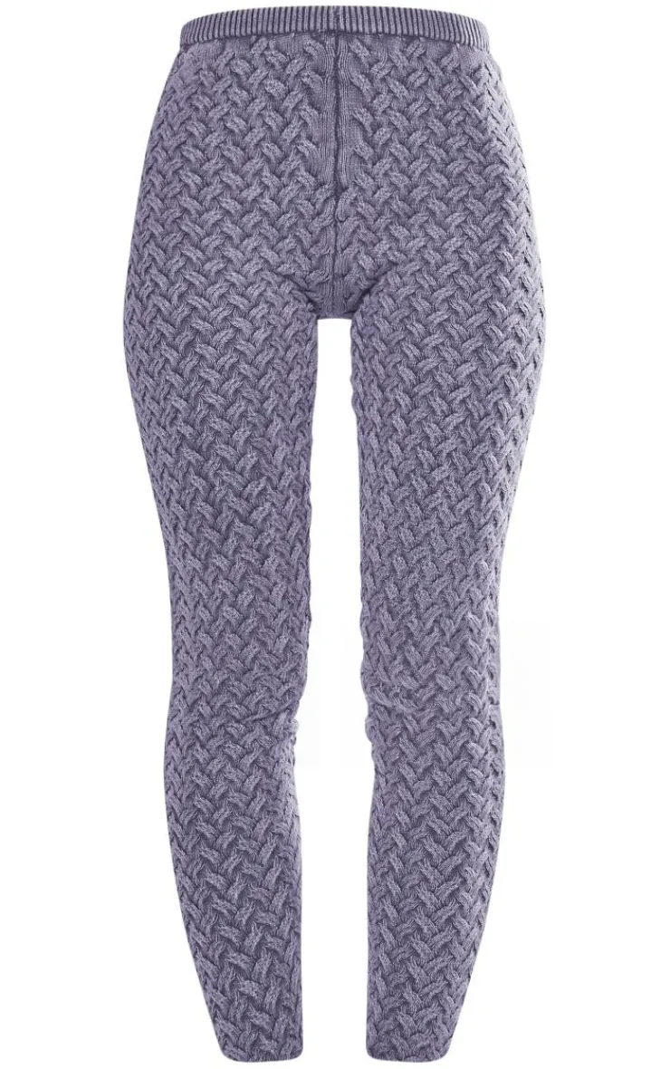 Best PrettyLittleThing Cable Knitted Denim Look Leggings Blue