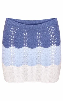 Outlet PrettyLittleThing Contrast Crochet Knit Mini Skirt Blue