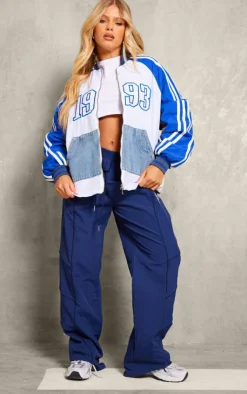 PrettyLittleThing Bomber Jackets*Contrast Denim Pocket Oversized Bomber Jacket