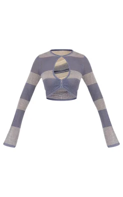 PrettyLittleThing Knitted Tops*Crochet Knit Keyhole Cut Out Top