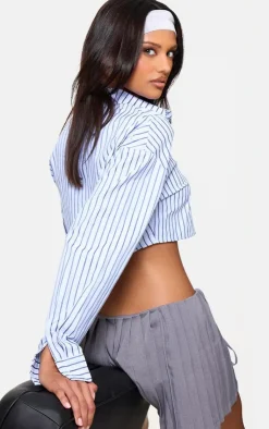 PrettyLittleThing Shirts*Cropped Striped Shirt