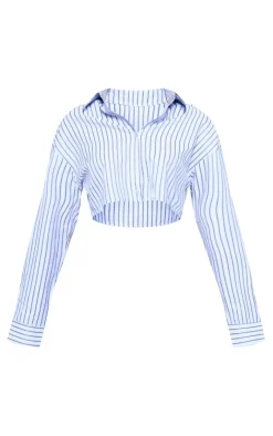 PrettyLittleThing Shirts*Cropped Striped Shirt