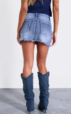 Cross Applique Denim Mini Skirt-PrettyLittleThing Best