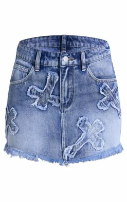 Cross Applique Denim Mini Skirt-PrettyLittleThing Best