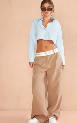 PrettyLittleThing Shirts*Cross Back Poplin Cropped Shirt