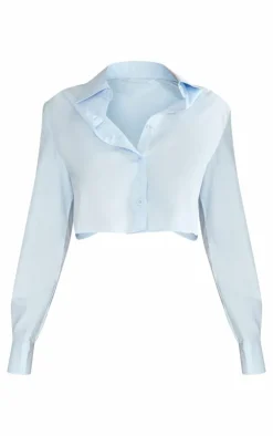 PrettyLittleThing Shirts*Cross Back Poplin Cropped Shirt