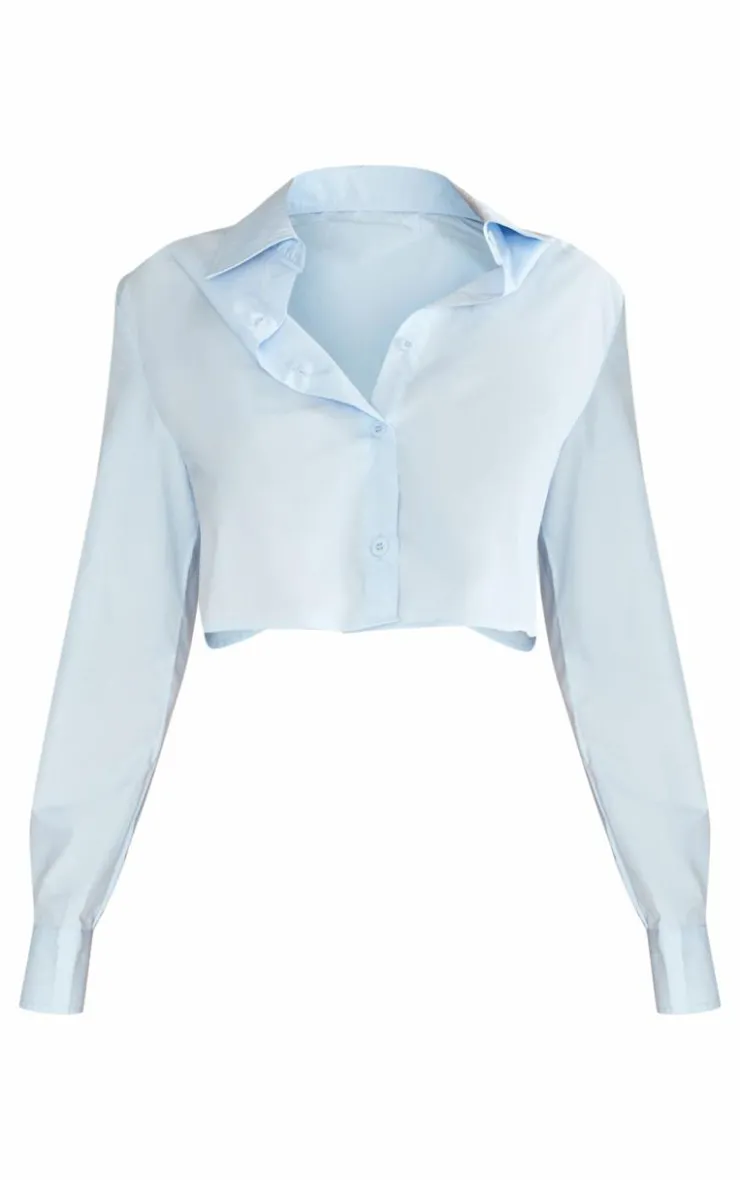 PrettyLittleThing Shirts*Cross Back Poplin Cropped Shirt