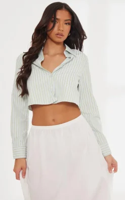 PrettyLittleThing Shirts*Cross Back Stripe Cropped Shirt