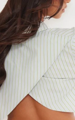 PrettyLittleThing Shirts*Cross Back Stripe Cropped Shirt