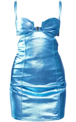 Cup Detail Metallic Coated Denim Dress-PrettyLittleThing Best