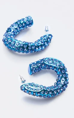 PrettyLittleThing Hoop Earrings*Diamante Abstract Twist Hoop Earrings