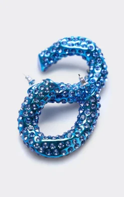 PrettyLittleThing Hoop Earrings*Diamante Abstract Twist Hoop Earrings