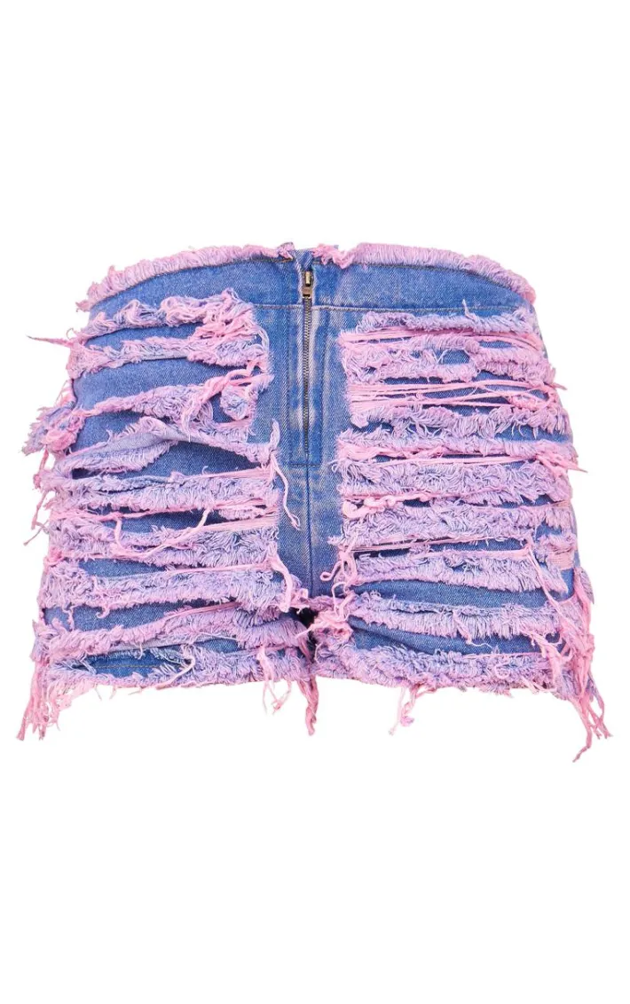 Blue Extreme Distressed Mini Shorts