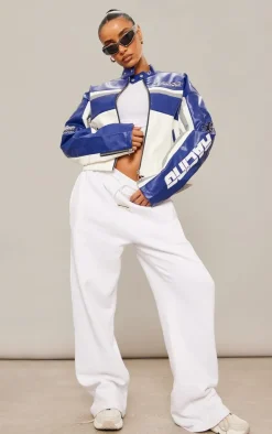 PrettyLittleThing Faux Leather Jackets*Faux Leather Contrast Panel Quilted Detail Motocross Jacket
