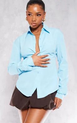 PrettyLittleThing Shirts*Fitted Open Tie Back Shirt