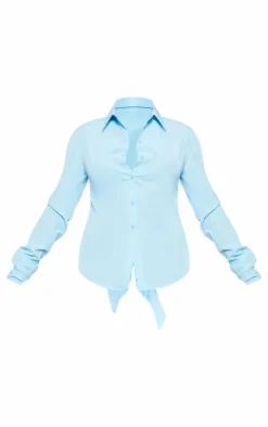 PrettyLittleThing Shirts*Fitted Open Tie Back Shirt