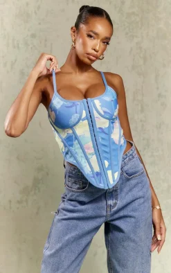 PrettyLittleThing Corsets*Floral Bandage Hook And Eye Corset