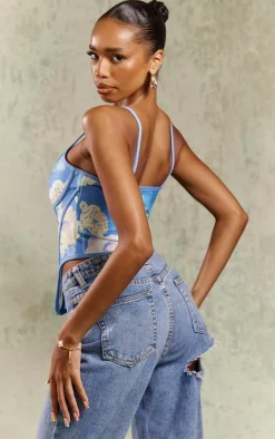 PrettyLittleThing Corsets*Floral Bandage Hook And Eye Corset